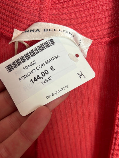 ANNA BELLONI. Fluid cape-effect ribbed cardigan. TM