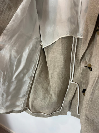 ZARA. Chaqueta larga lino beige. T S