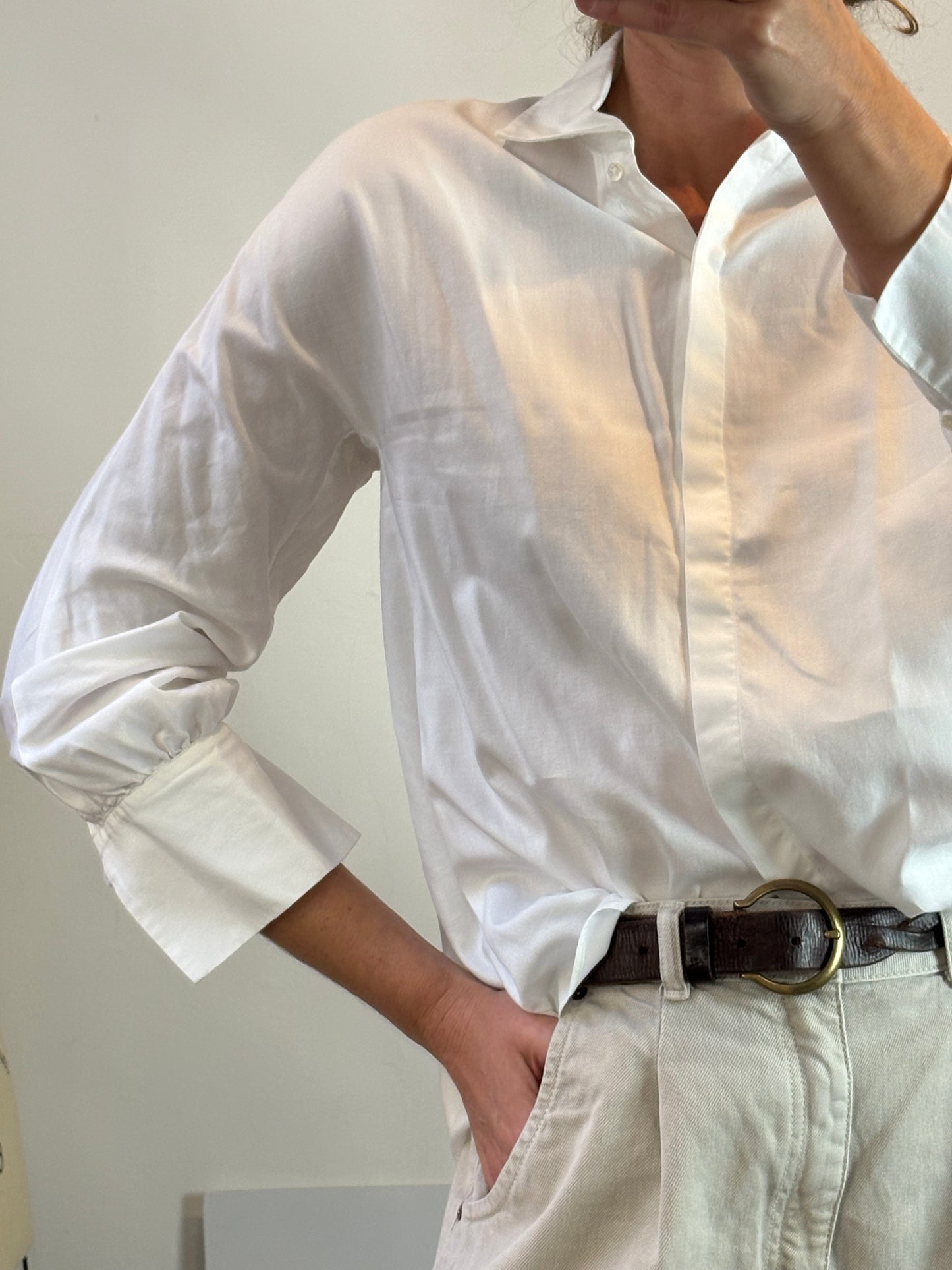 MASSIMO DUTTI. Camisa blanca algodón espalda