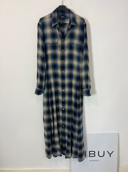 POLO RALPH LAUREN. Vestido largo camisero cuadros con lana T.m (Tara)