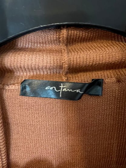 CORTANA. Vestido corto marrón lana. T 36