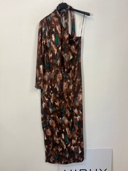 OTRAS. Vestido asimétrico marrones T.u (S)