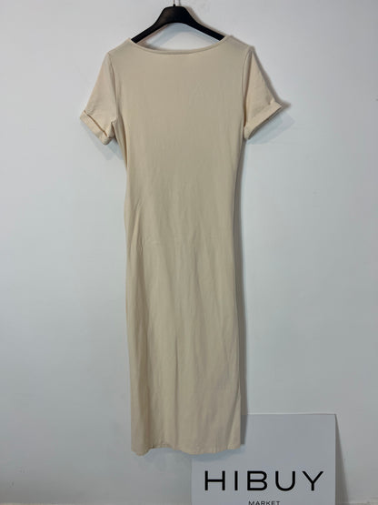 SEZANE. Beige midi dress with bow T.xs
