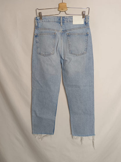 ZARA. Frayed denim trousers, size 38