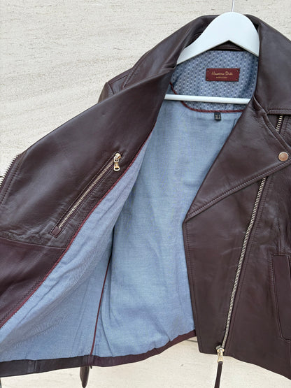 MASSIMO DUTTI. Cazadora burdeos piel