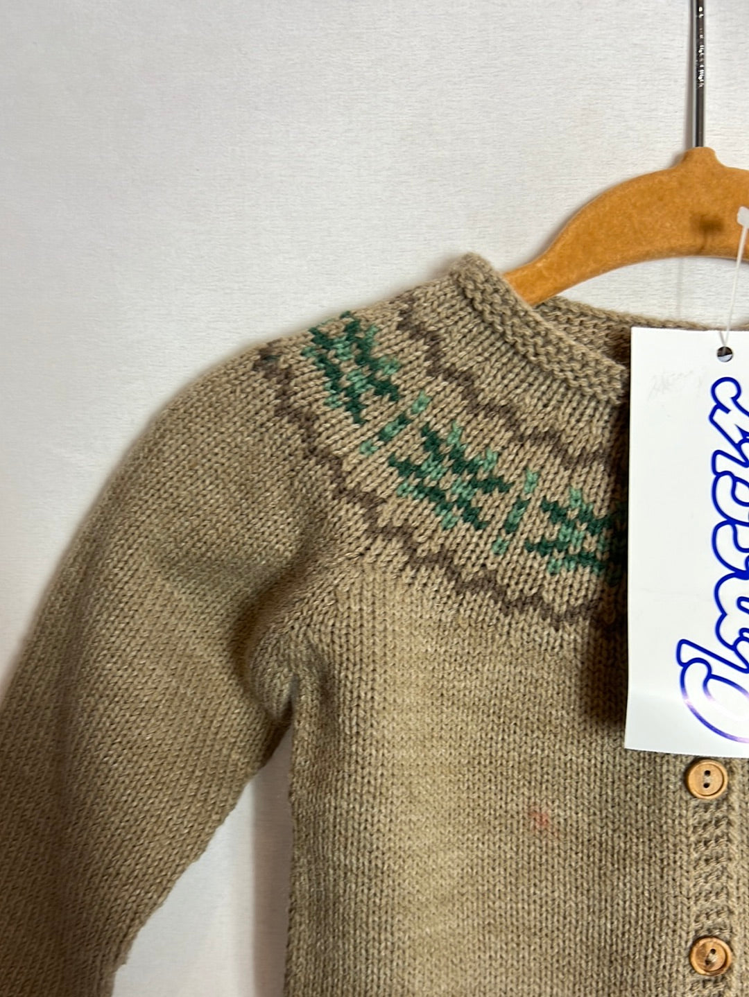 ANCAR. Chaqueta punto beige greca. T 6 meses