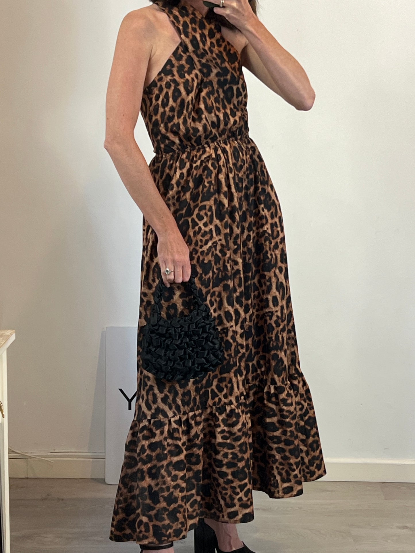 ESPECIA. Vestido largo animal print. T XS