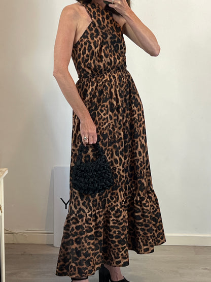 ESPECIA. Vestido largo animal print. T XS