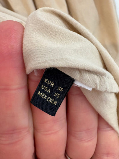 MASSIMO DUTTI. Falda larga beige bolsillos