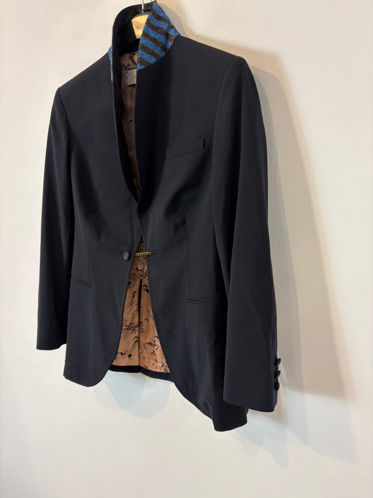 PAUL SMITH. Blazer azul con lana detalles