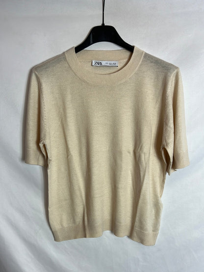ZARA. Top punto beige. T S
