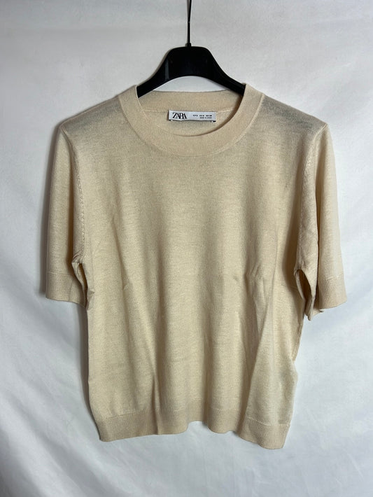 ZARA. Top punto beige. T S