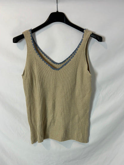 OTHERS. Beige ribbed top Tu(m)