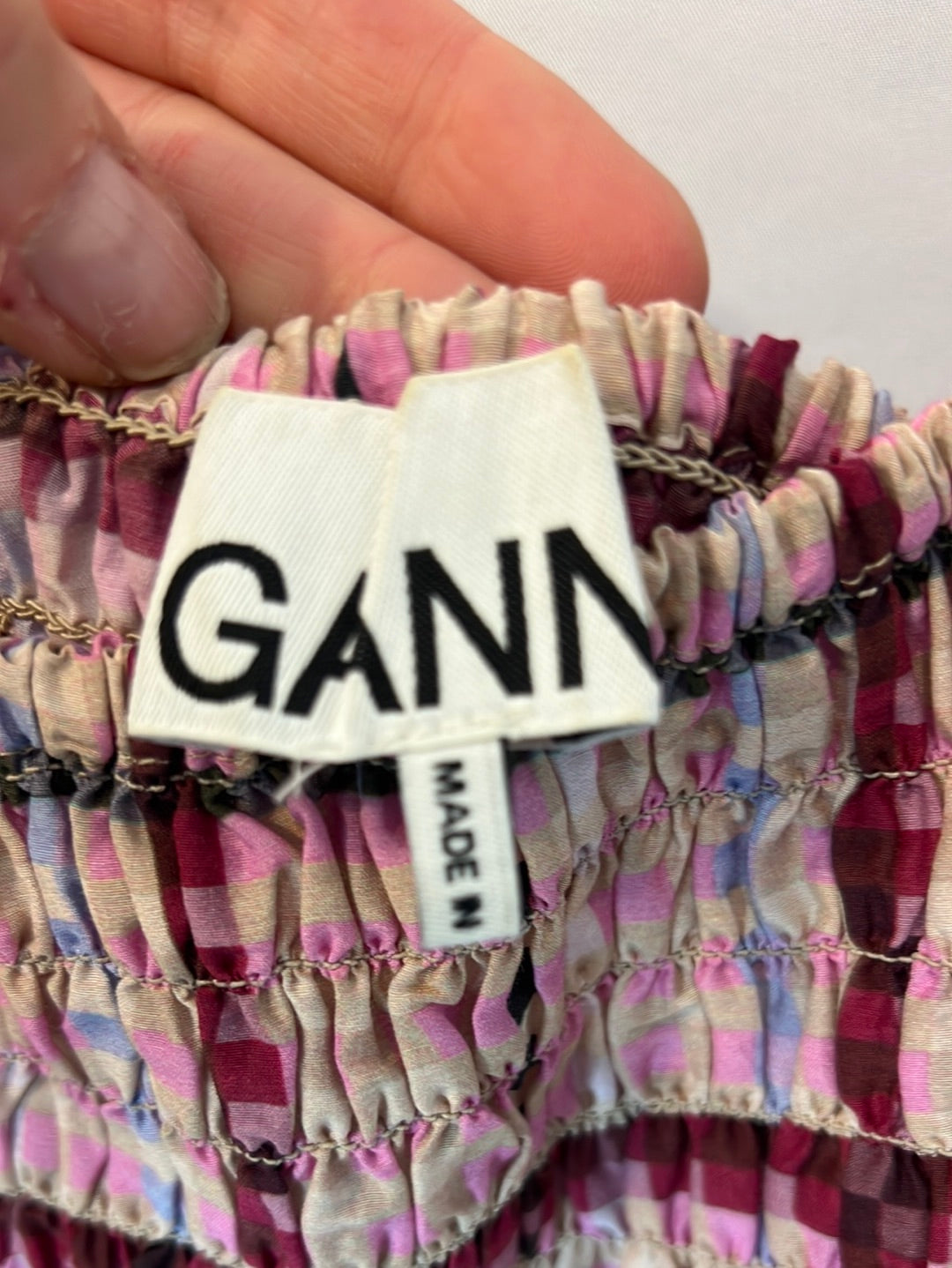 GANNI. Vestido cuadros nido de abeja T.36