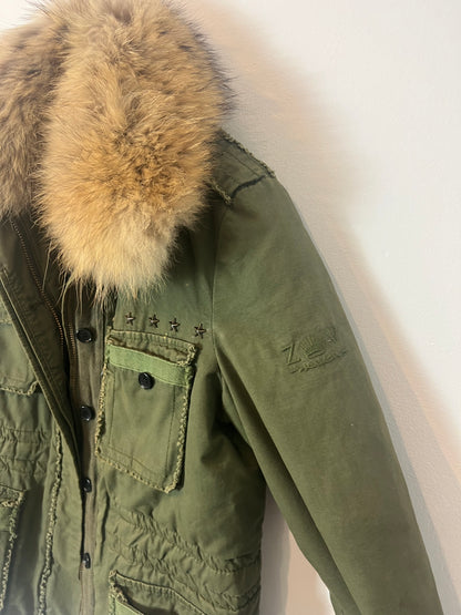 ZADIG&VOLTAIRE. Chaqueta verde militar con pelo  T.s