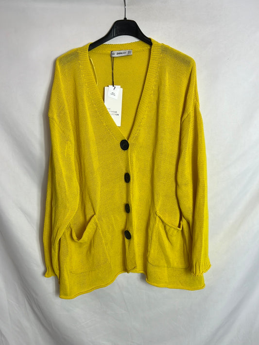 ZARA. Chaqueta punto amarilla botones. T S