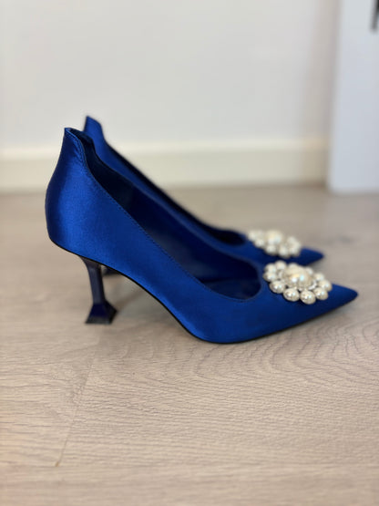 UTERQÜE. Zapatos azules joya T.38