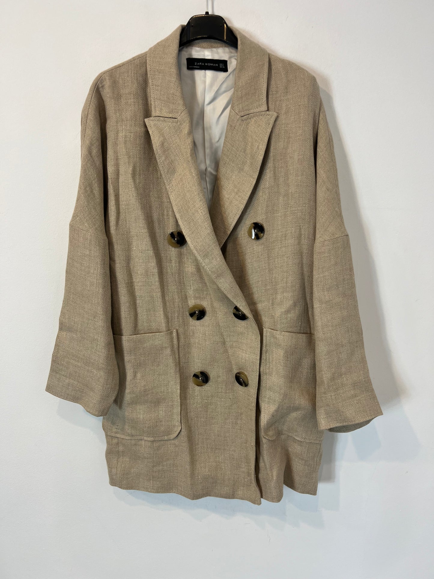 ZARA. Chaqueta lino beige jaspeado. T S