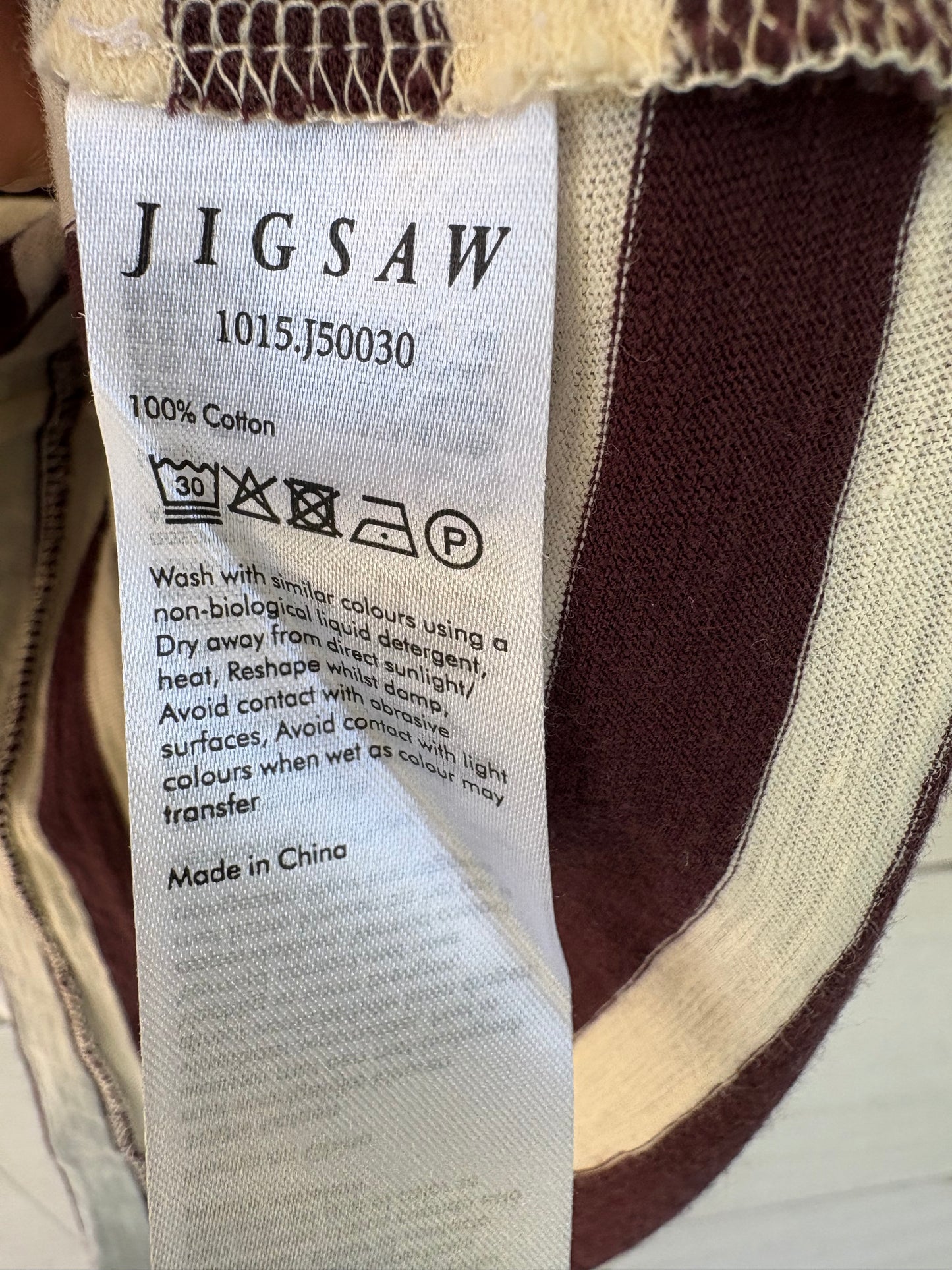 JIGSAW. Camiseta rayas marrones