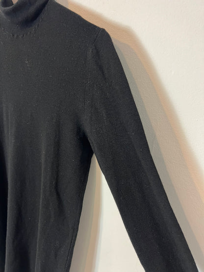 CORTANA. Vestido corto negro lana. T 36