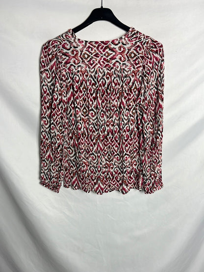 CORTEFIEL. Top manga larga fluido estampado. T S