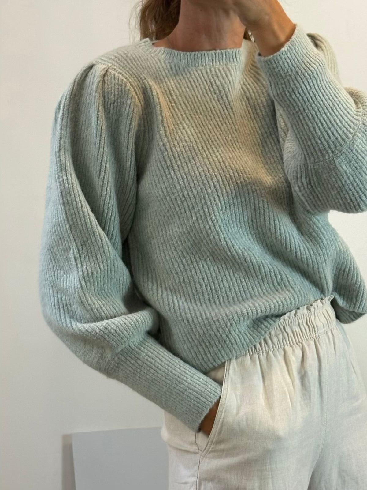 POLIN ET MOI. Jersey azul claro detalle mangas