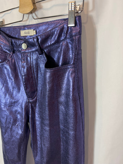 NICOLI. Pantalón encerado morado T.34 (S)