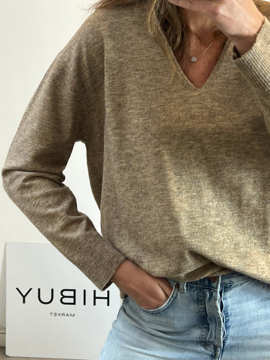 MANGO. Jersey beigle jaspeado. T M