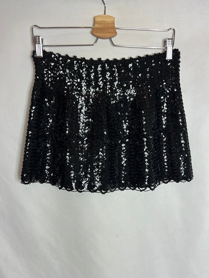 OTHER. Black sequin flared skirt. TL