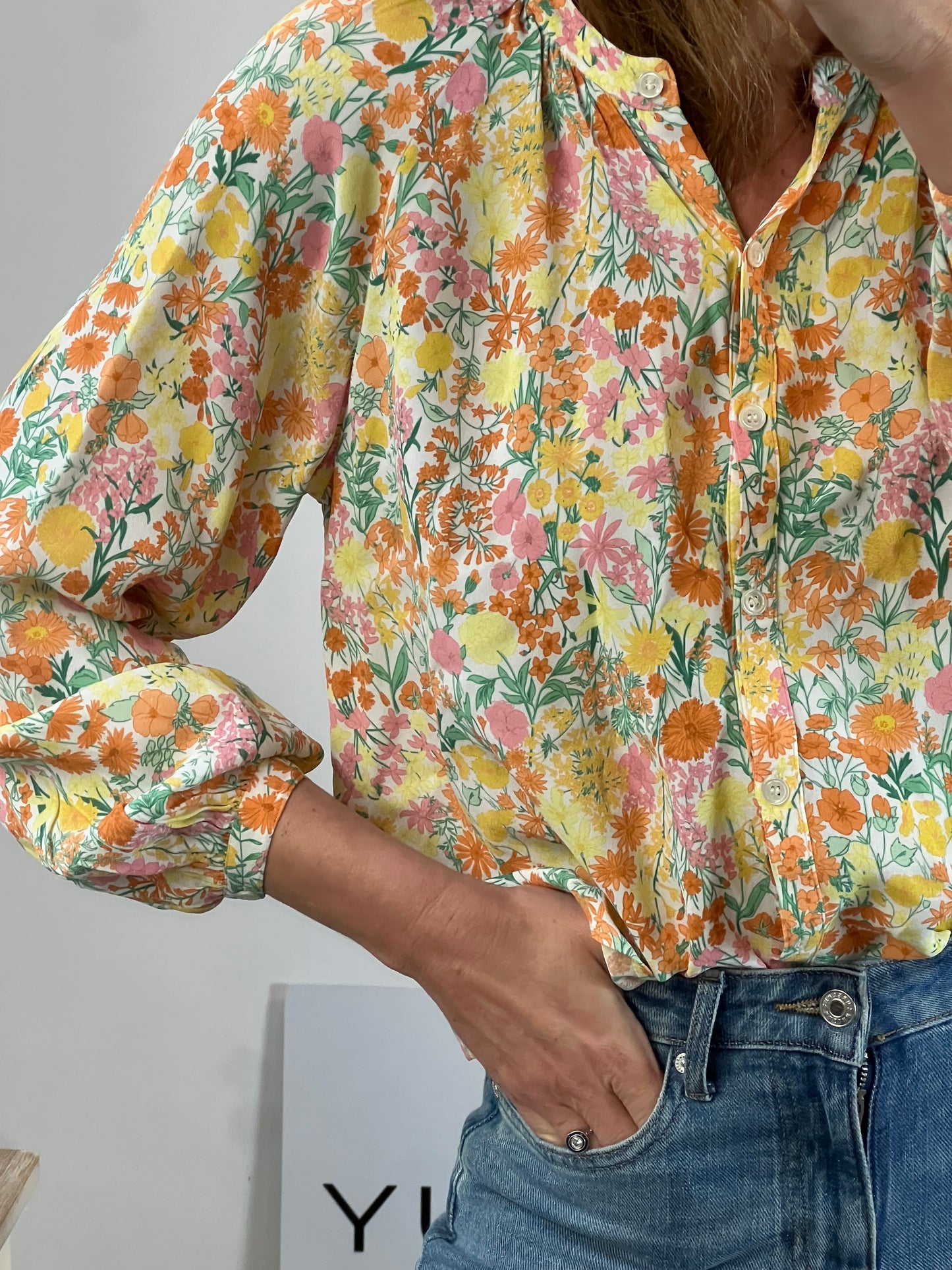 COMPTOIR DES COTONNIERS. Flowing floral blouse. T 36