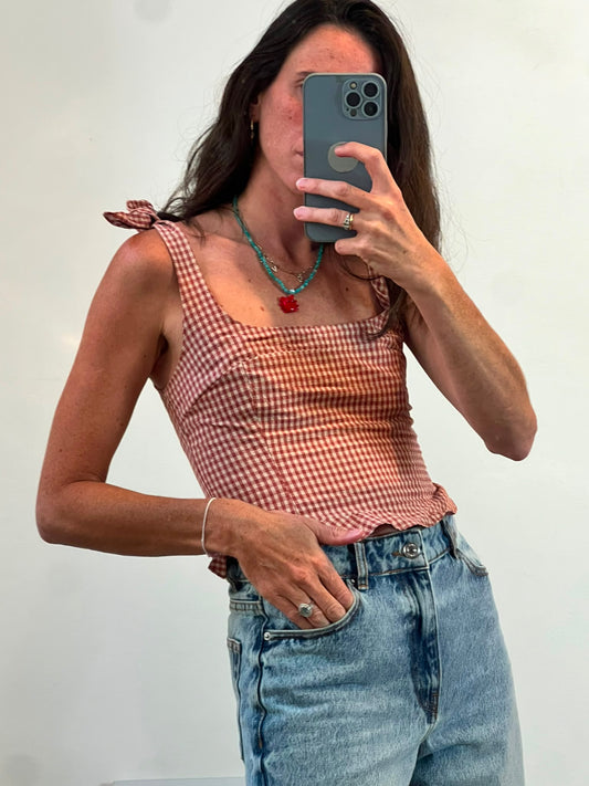 ZARA. Top cuadros vichí