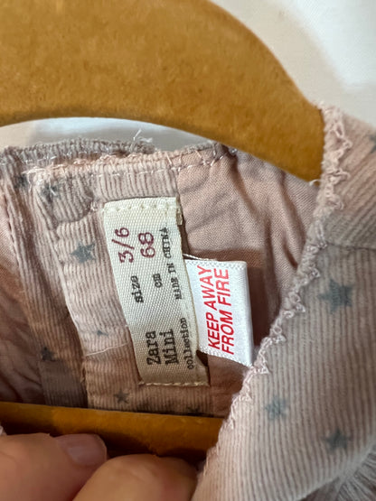 ZARA KIDS. Vestido rosa estampado estrellas. T 3-6 meses
