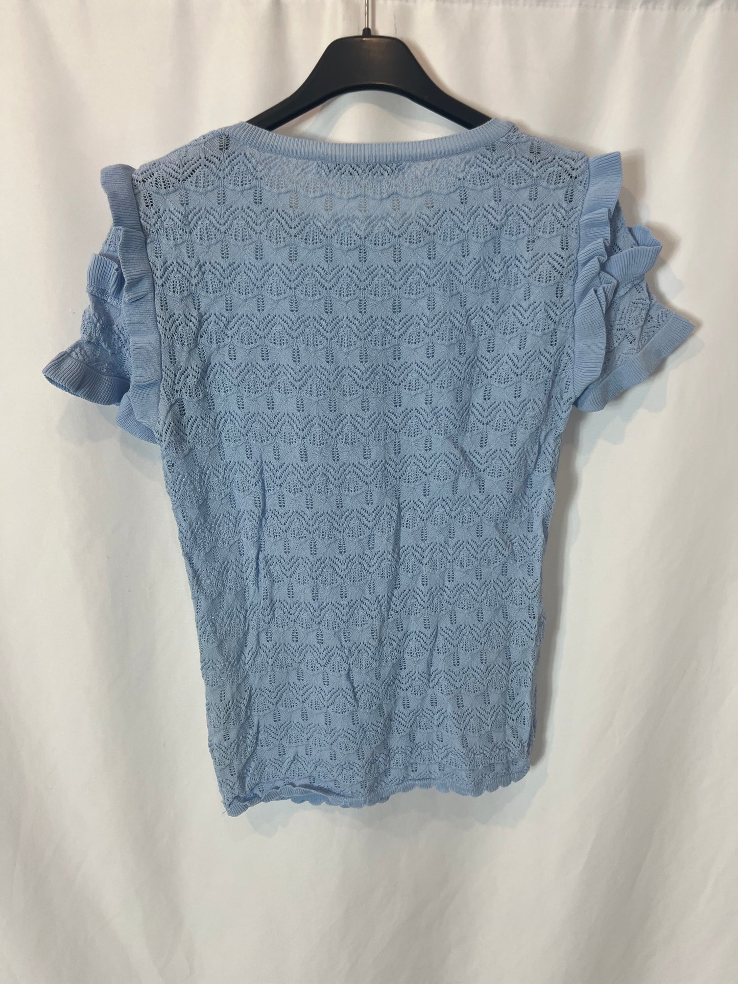 ZARA. Top azul claro calado. T S