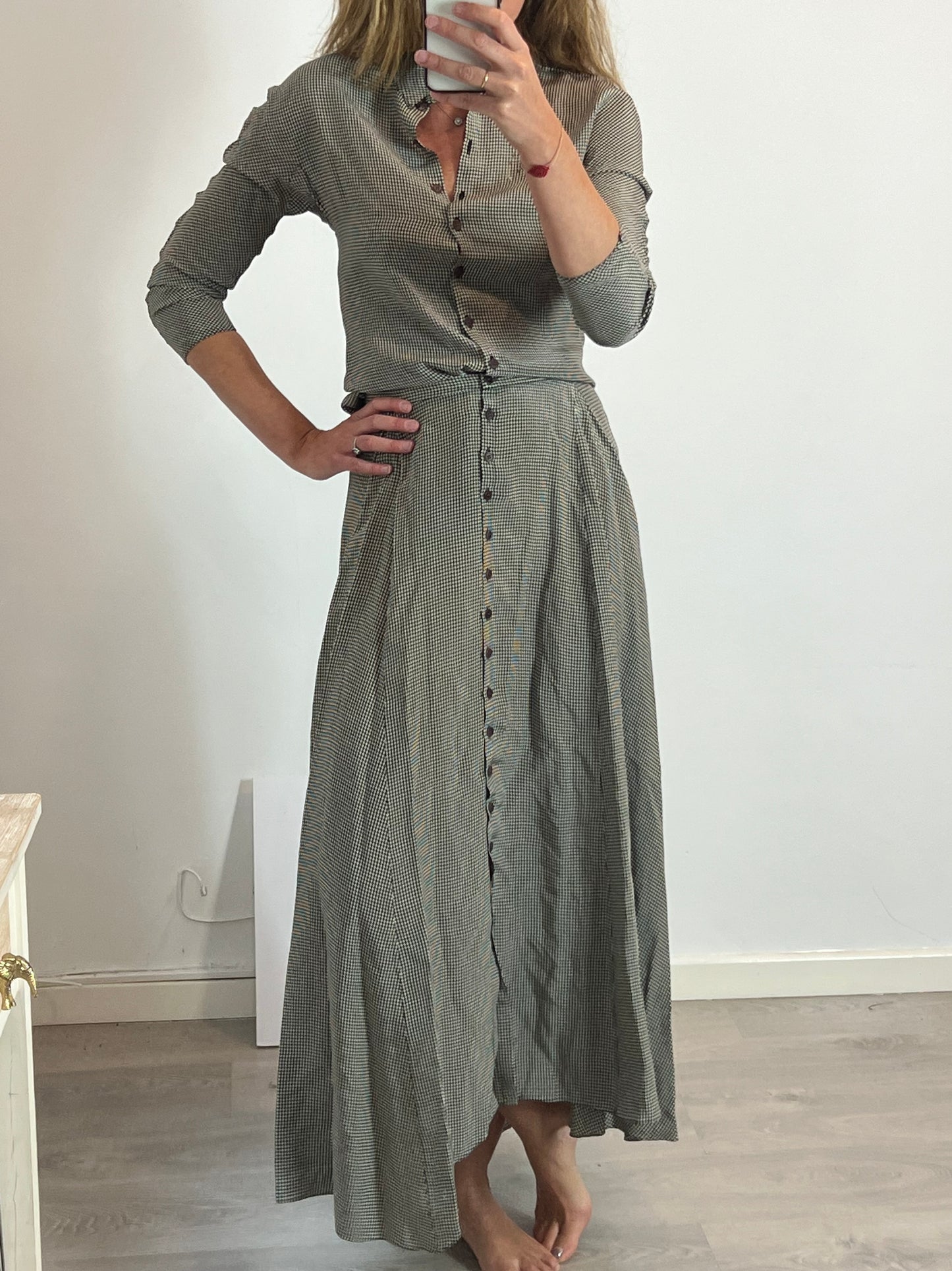 CORTANA. Blusa cuadros mini viscosa. T 36