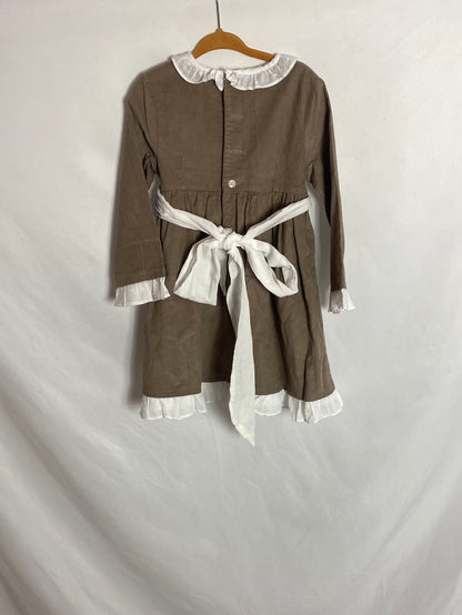 NECK & NECK. Vestido marrón detalle cuello. T.4-5 años
