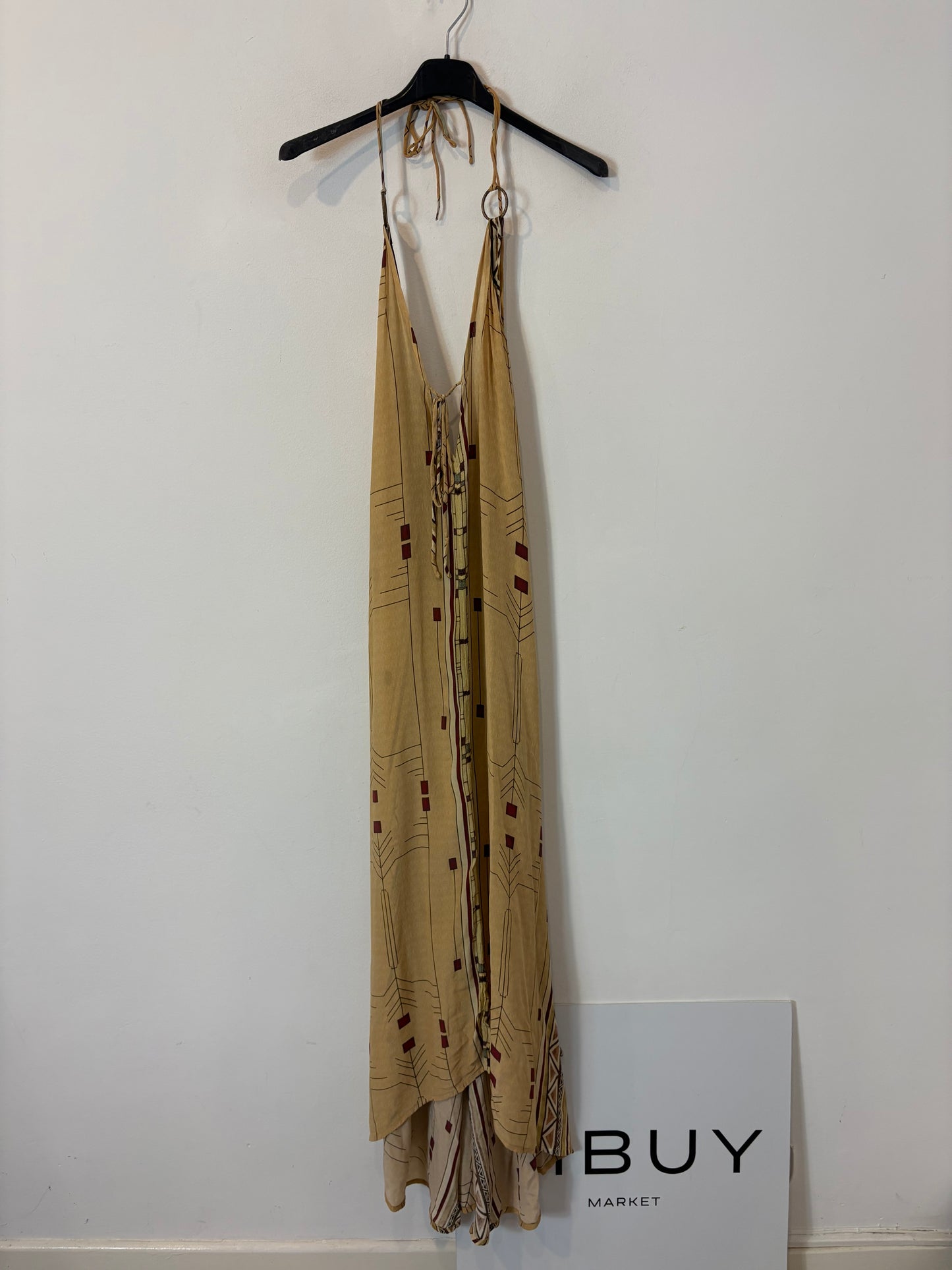 WHITE RAVEN. Vestido largo seda estampado