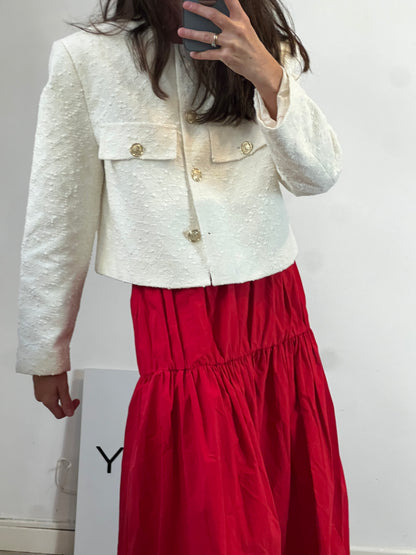 ZARA. Chaqueta tweed cruda