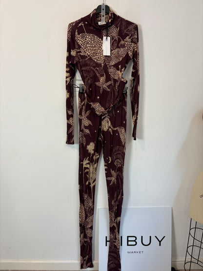 FORTE FORTE. Conjunto burdeos estampado mezcla