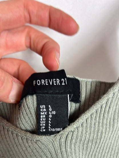 FOREVER 21. Croptop verde canalé. T L