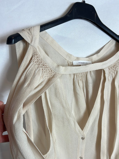 VANESSA BRUNO. Blusa beige textura T.36