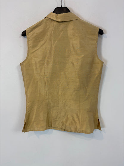 TEIDE. Gold silk top, size 38