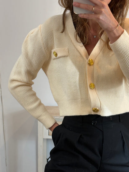 OTRAS. Chaqueta punto beige textura. TU (M)