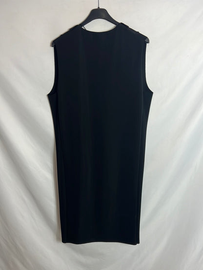 ZARA. Chaleco negro doble textura. T M
