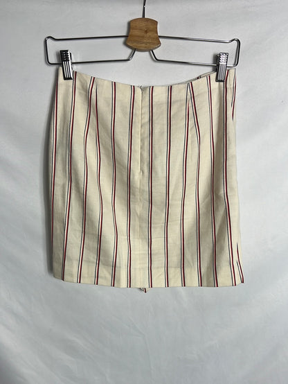 BA&SH. Falda corta beige rayas. T 1(S)