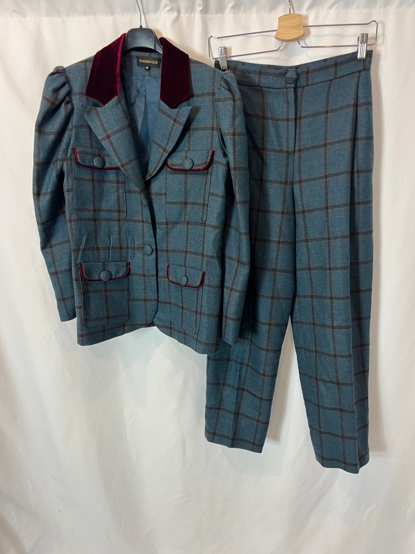 VANDERWILDE. Total look azul cuadros T.38