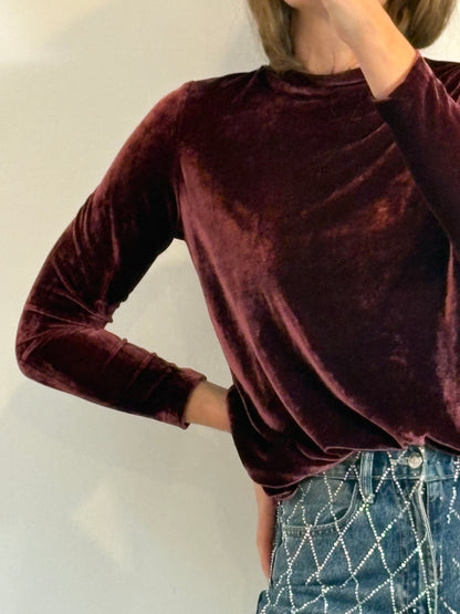 BIMANI. Top terciopelo burdeos