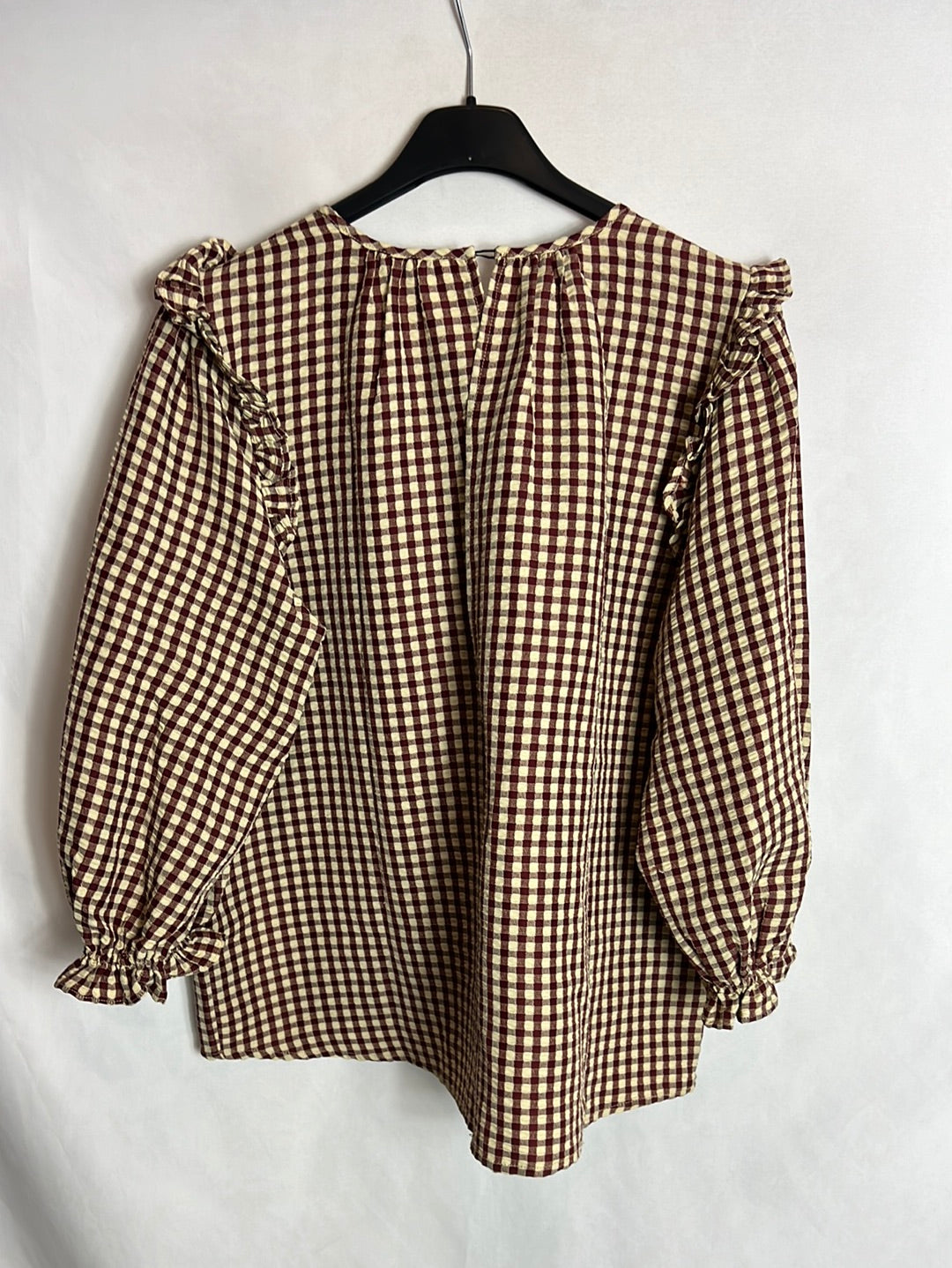 SOPHIE &amp; LUCIE. Gingham blouse with mini ruffle. Size 38 
