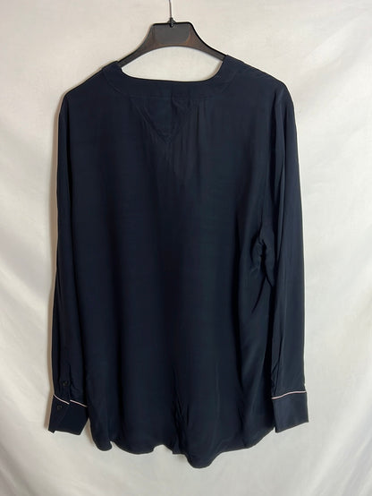TOMMY HILFIGUER. Blusa azul fluida T.42