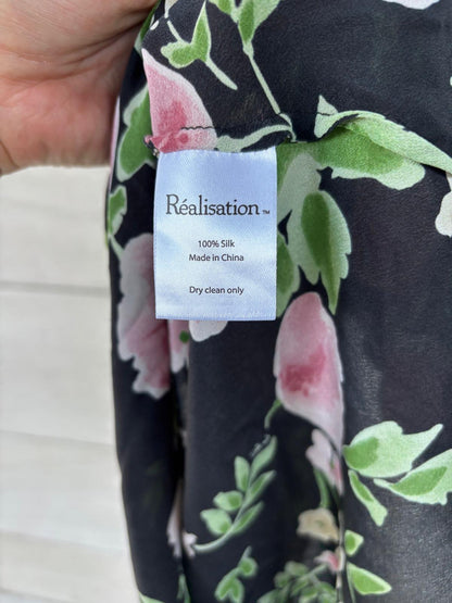 RÉALISATION. Vestido largo seda flores escote en pico