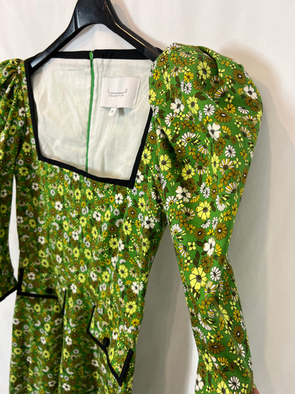 IQ COLLECTIOM. Vestido midi verde flores T.xs